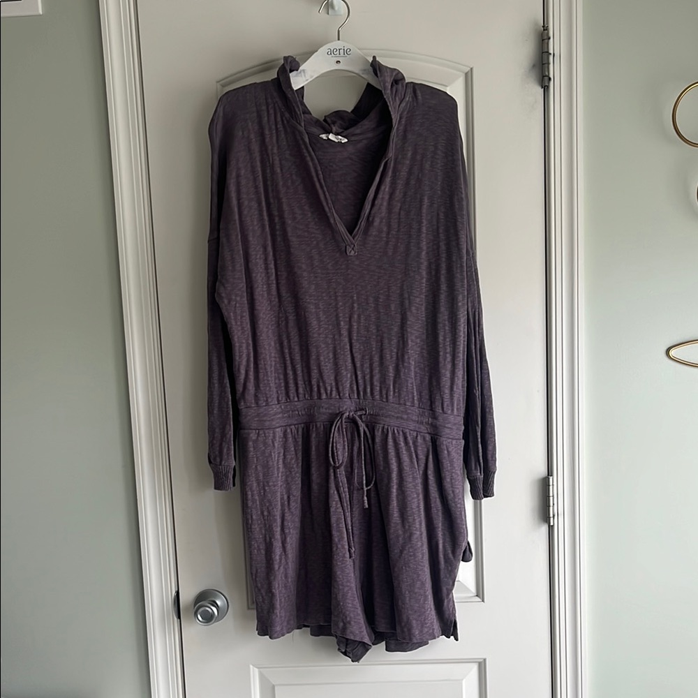 American Eagle Purple Hooded Romper